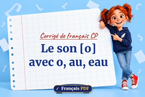 Le son [o] avec o, au, eau : corrigé de français cp, illustration Français PDF