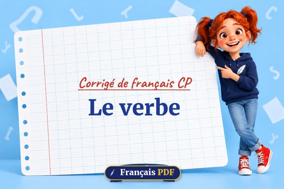 Le verbe : corrigé de français cp, illustration Français PDF