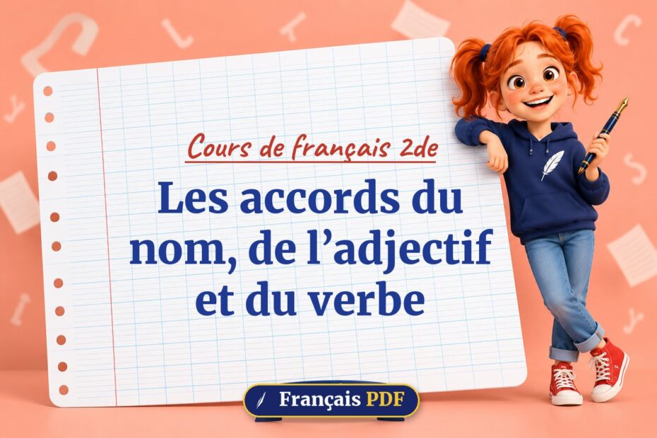 Les accords du nom, de l’adjectif et du verbe : cours de français 2de, illustration Français PDF