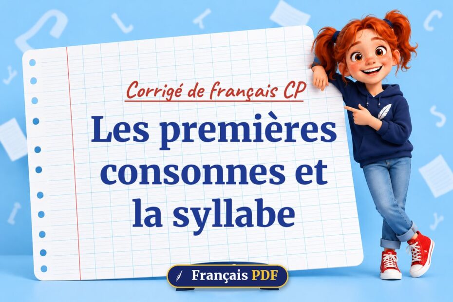 Les premières consonnes et la syllabe : corrigé de français cp, illustration Français PDF