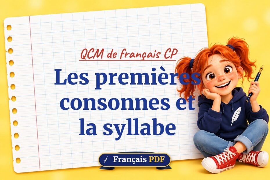Les premières consonnes et la syllabe : QCM de français cp, illustration Français PDF