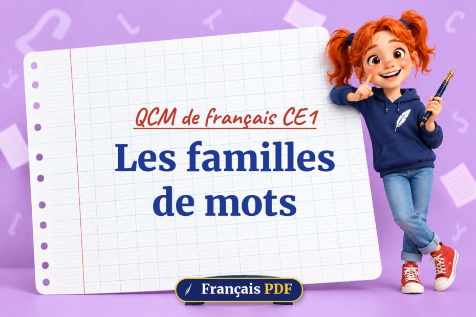 Les familles de mots : QCM de français ce1, illustration Français PDF