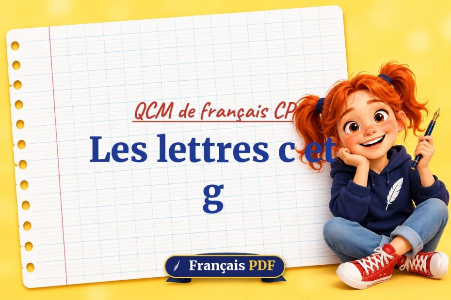 Les lettres c et g : QCM de français cp, illustration Français PDF