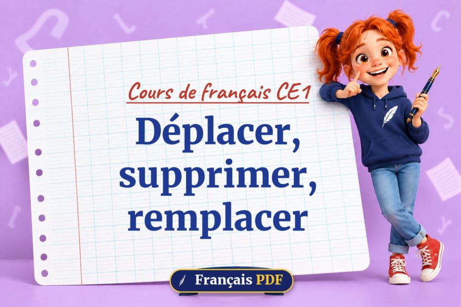 Déplacer, supprimer, remplacer : cours de français ce1, illustration Français PDF