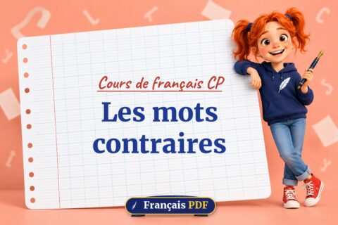 Les mots contraires : cours de français cp, illustration Français PDF