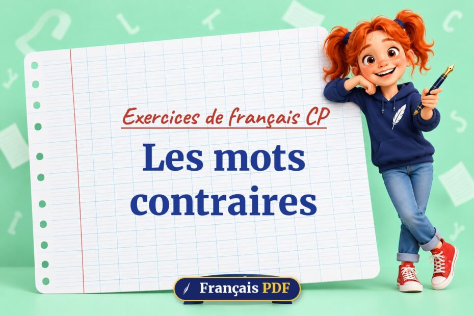 Les mots contraires : exercices de français cp, illustration Français PDF