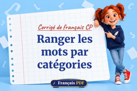 Ranger les mots par catégories : corrigé de français cp, illustration Français PDF