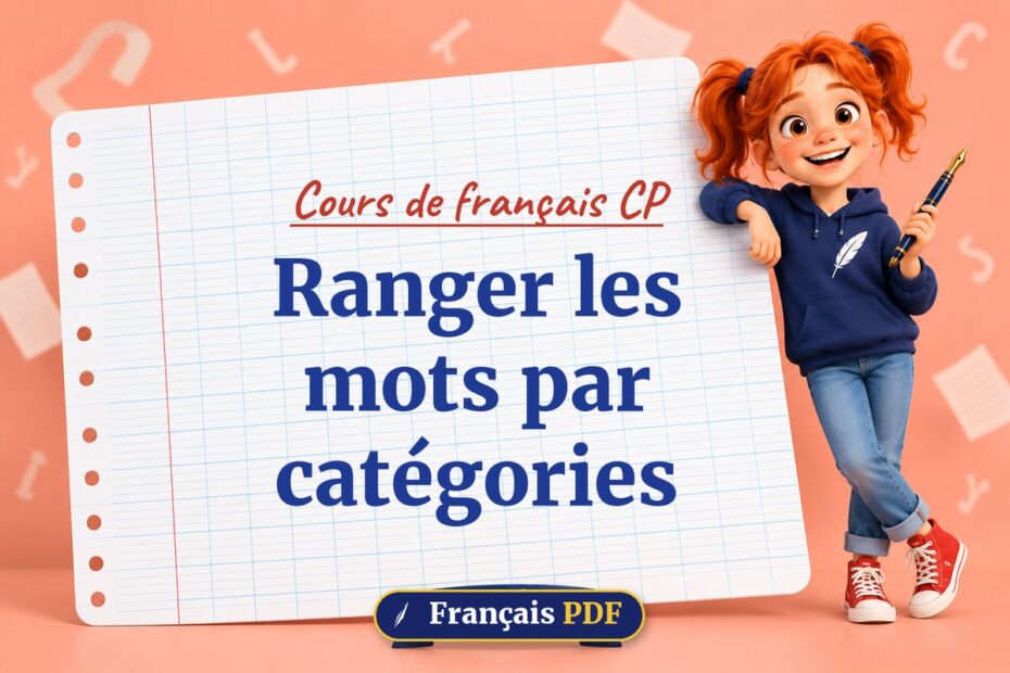 Ranger les mots par catégories : cours de français cp, illustration Français PDF