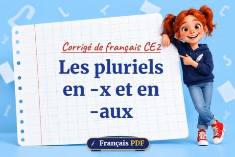 Les pluriels en -x et en -aux : corrigé de français ce2, illustration Français PDF