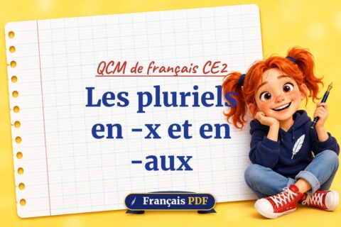 Les pluriels en -x et en -aux : QCM de français ce2, illustration Français PDF