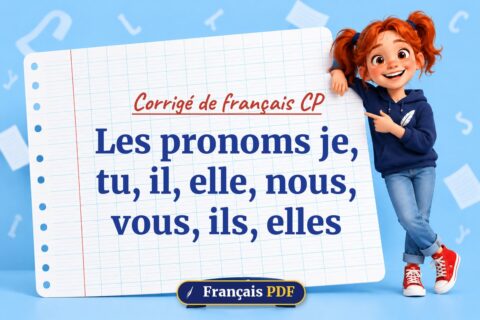 Les pronoms je, tu, il, elle, nous, vous, ils, elles : corrigé de français cp, illustration Français PDF