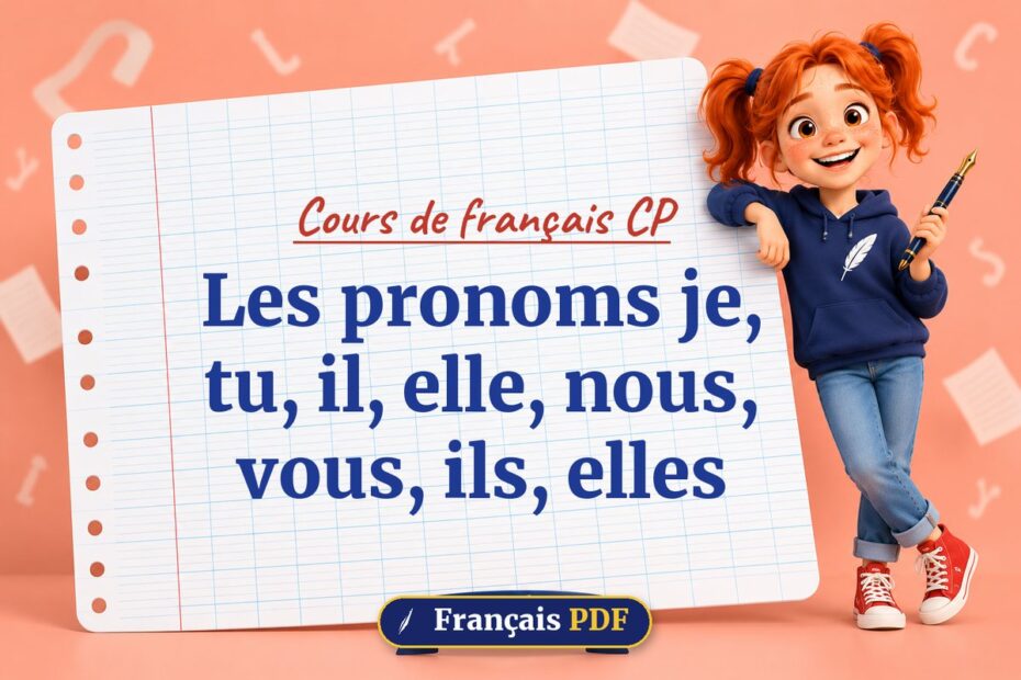 Les pronoms je, tu, il, elle, nous, vous, ils, elles : cours de français cp, illustration Français PDF