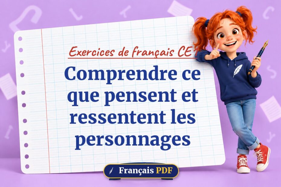 Comprendre ce que pensent et ressentent les personnages : exercices de français ce1, illustration Français PDF