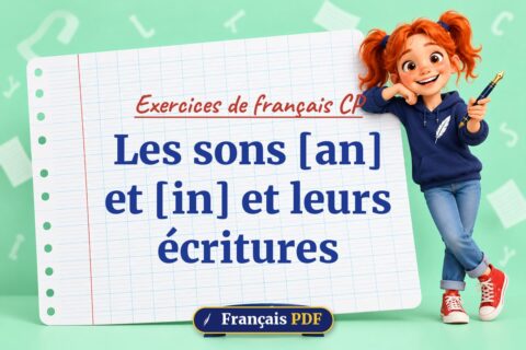 Les sons [an] et [in] et leurs écritures : exercices de français cp, illustration Français PDF