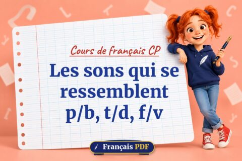Les sons qui se ressemblent p/b, t/d, f/v : cours de français cp, illustration Français PDF