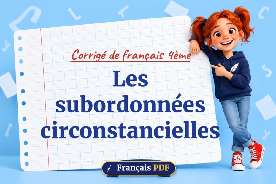 Les subordonnées circonstancielles : corrigé de français 4ème, illustration Français PDF