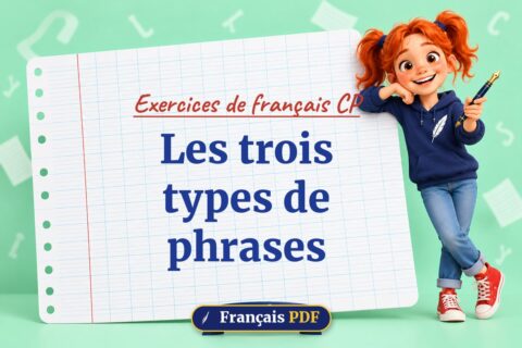Les trois types de phrases : exercices de français cp, illustration Français PDF