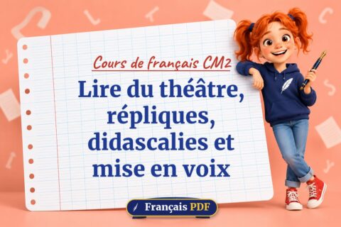 Lire du théâtre, répliques, didascalies et mise en voix : cours de français cm2, illustration Français PDF