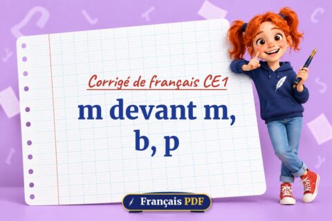 m devant m, b, p : corrigé de français ce1, illustration Français PDF