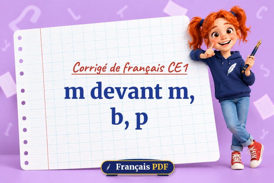 m devant m, b, p : corrigé de français ce1, illustration Français PDF