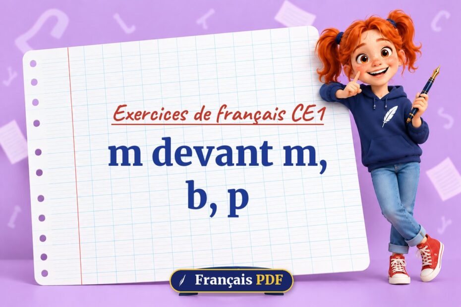 m devant m, b, p : exercices de français ce1, illustration Français PDF