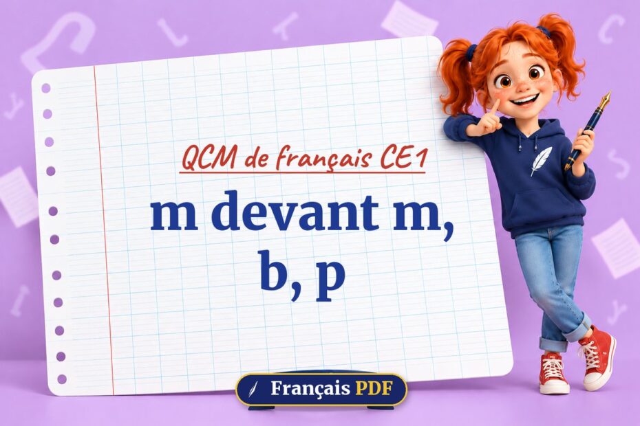 m devant m, b, p : QCM de français ce1, illustration Français PDF