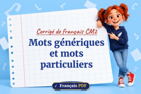 Mots génériques et mots particuliers : corrigé de français cm2, illustration Français PDF