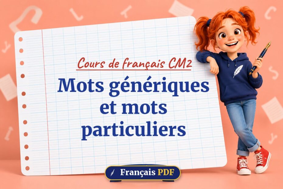 Mots génériques et mots particuliers : cours de français cm2, illustration Français PDF