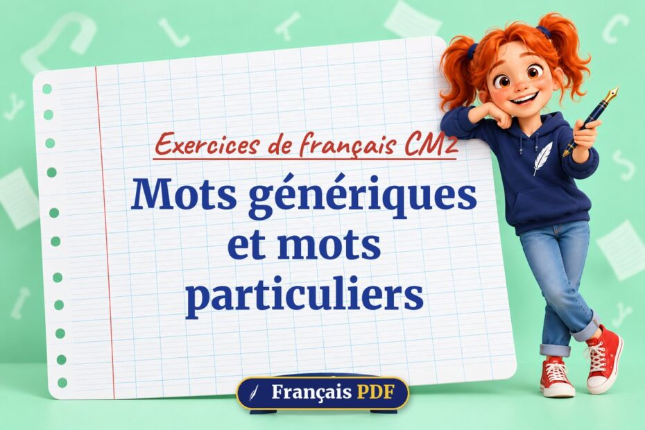 Mots génériques et mots particuliers : exercices de français cm2, illustration Français PDF