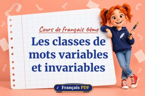 Les classes de mots variables et invariables : cours de français 6ème, illustration Français PDF