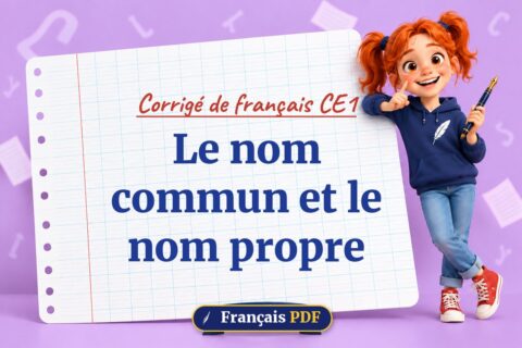 Le nom commun et le nom propre : corrigé de français ce1, illustration Français PDF