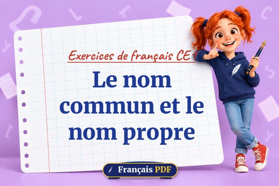 Le nom commun et le nom propre : exercices de français ce1, illustration Français PDF