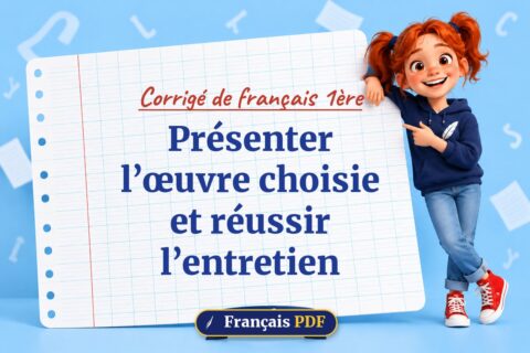 Présenter l’œuvre choisie et réussir l’entretien : corrigé de français 1ère, illustration Français PDF