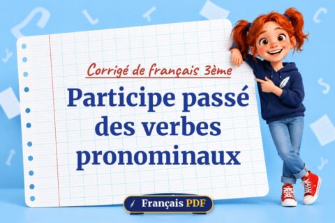Participe passé des verbes pronominaux : corrigé de français 3ème, illustration Français PDF