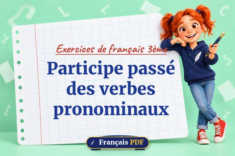 Participe passé des verbes pronominaux : exercices de français 3ème, illustration Français PDF
