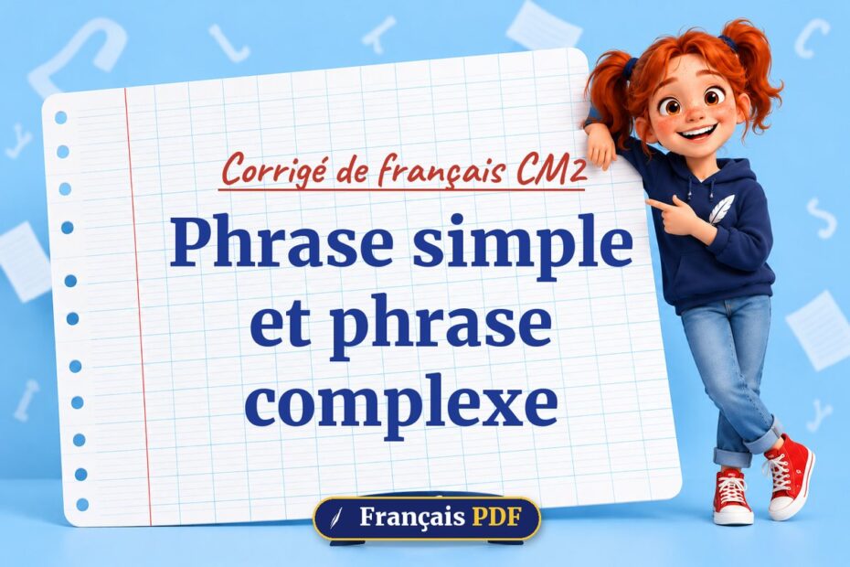 Phrase simple et phrase complexe : corrigé de français cm2, illustration Français PDF