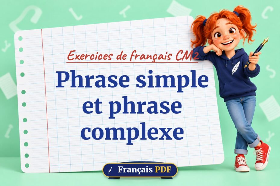 Phrase simple et phrase complexe : exercices de français cm2, illustration Français PDF