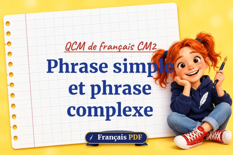 Phrase simple et phrase complexe : QCM de français cm2, illustration Français PDF
