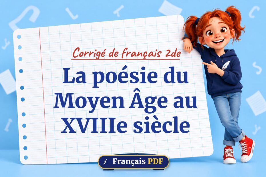 La poésie du Moyen Âge au XVIIIe siècle : corrigé de français 2de, illustration Français PDF