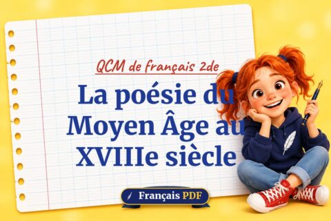 La poésie du Moyen Âge au XVIIIe siècle : QCM de français 2de, illustration Français PDF