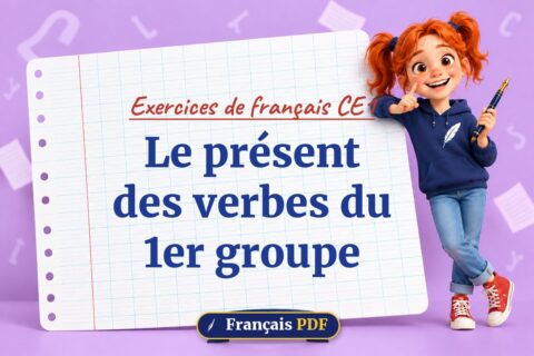 Le présent des verbes du 1er groupe : exercices de français ce1, illustration Français PDF