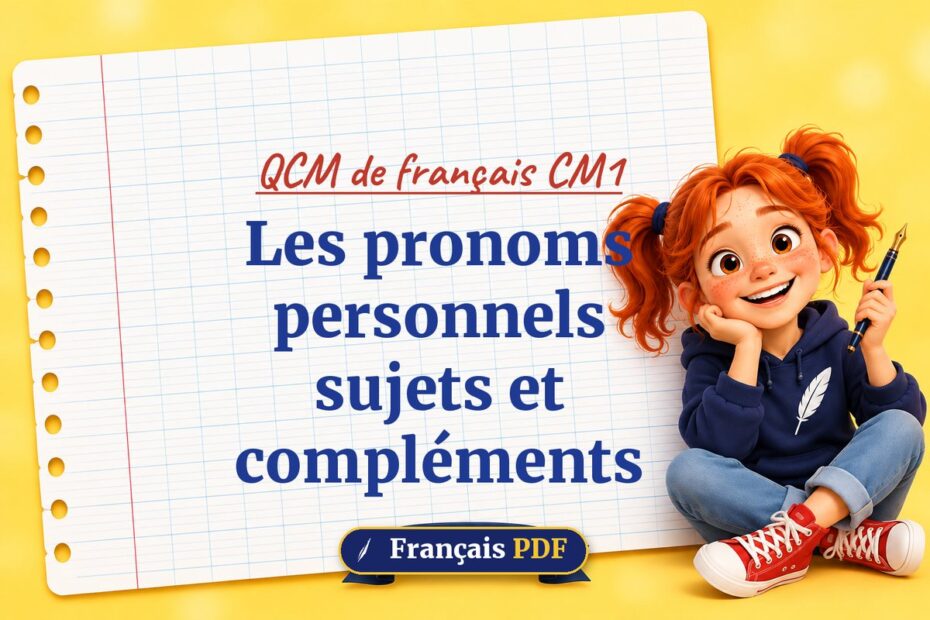 Les pronoms personnels sujets et compléments : QCM de français cm1, illustration Français PDF