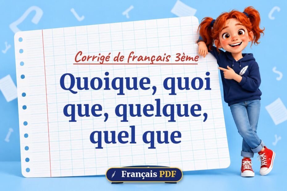 Quoique, quoi que, quelque, quel que : corrigé de français 3ème, illustration Français PDF