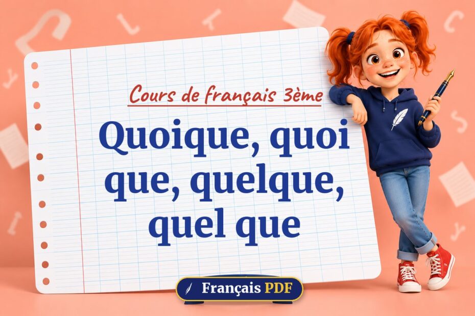 Quoique, quoi que, quelque, quel que : cours de français 3ème, illustration Français PDF