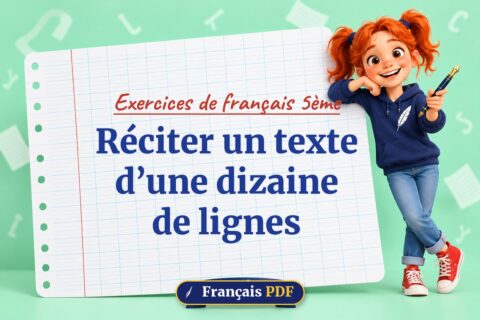 Réciter un texte d’une dizaine de lignes : exercices de français 5ème, illustration Français PDF
