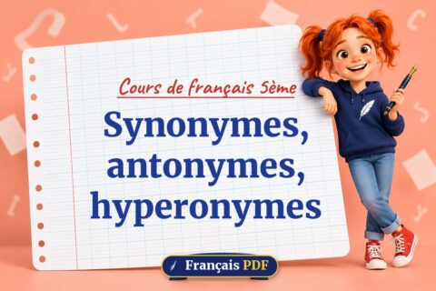 Synonymes, antonymes, hyperonymes : cours de français 5ème, illustration Français PDF