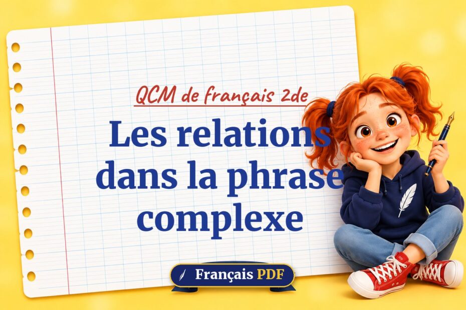 Les relations dans la phrase complexe : QCM de français 2de, illustration Français PDF