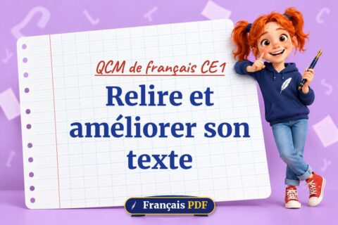 Relire et améliorer son texte : QCM de français ce1, illustration Français PDF