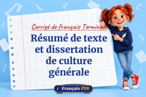 Résumé de texte et dissertation de culture générale : corrigé de français terminale, illustration Français PDF