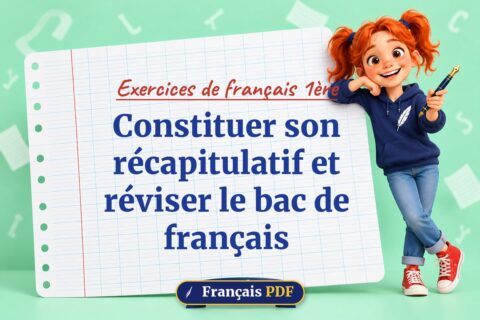 Constituer son récapitulatif et réviser le bac de français : exercices de français 1ère, illustration Français PDF
